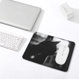 yanfind The Mouse Pad Blur Focus Cat Depth Field Sun Pet Silhouette Grayscale Felidae Pattern Design Stitched Edges Suitable for home office game
