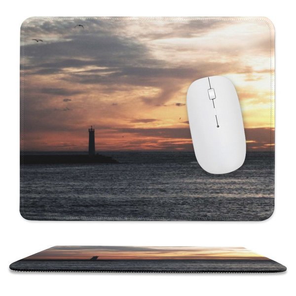 yanfind The Mouse Pad Wave Braker Lighthouse Sky Horizon Sea Sunset Cloud Ocean Evening Afterglow Calm Pattern Design Stitched Edges Suitable for home office game