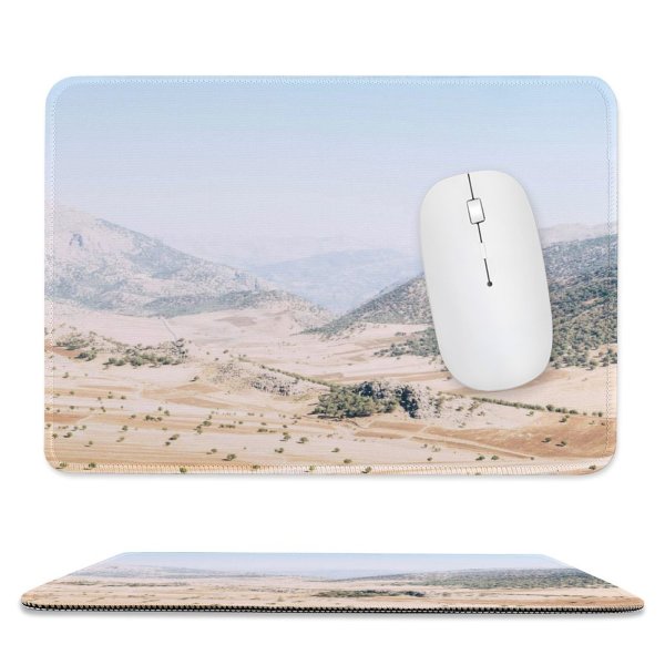 yanfind The Mouse Pad Scenery Ridge Birds Field Mountain Domain Rolling Sand Barren Public Outdoors Pattern Design Stitched Edges Suitable for home office game
