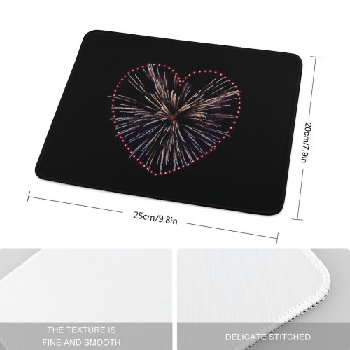 yanfind The Mouse Pad Dark Love Heart Fireworks Sparkles Celebrations Night Pattern Design Stitched Edges Suitable for home office game