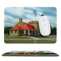 yanfind The Mouse Pad Building Home Sweet Mackinac Sky Fence Light Home Classic Fence British Estate Pattern Design Stitched Edges Suitable for home office game