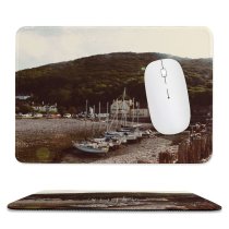yanfind The Mouse Pad Boats Beautiful Daylight Leisure Hills Island Buildings Sail Boat Dock Sailboats Transportation Pattern Design Stitched Edges Suitable for home office game