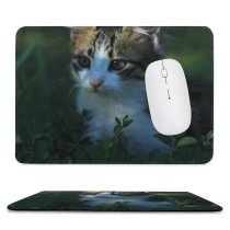 yanfind The Mouse Pad Funny Curiosity Outdoors Cute Cat Little Eye Grass Pet Whisker Fur Portrait Pattern Design Stitched Edges Suitable for home office game