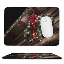 yanfind The Mouse Pad Blur Focus Christmas Field Hanging Decor Decoration Xmas Lights Season Wreath Depth Pattern Design Stitched Edges Suitable for home office game