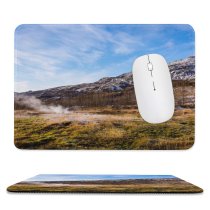 yanfind The Mouse Pad Abies Scenery Range Field Geyser Tree Iceland Mountain Wilderness Plant Fir Pattern Design Stitched Edges Suitable for home office game