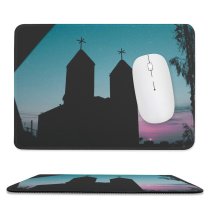 yanfind The Mouse Pad Backlit Religion Scenery Sunset Church Sunrise Building Cathedral Scenic Starry Stars Dawn Pattern Design Stitched Edges Suitable for home office game