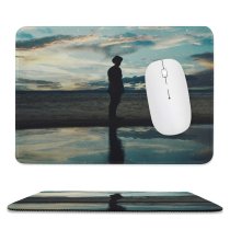 yanfind The Mouse Pad Backlit Dark Landscape Shadows Evening Light Beach Twilight Outdoors Lake Moon Reflection Pattern Design Stitched Edges Suitable for home office game