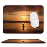yanfind The Mouse Pad Backlit Sand Sunset Landscape Evening Beach Cloud Sun Relax Yoga Outdoors Seashore Pattern Design Stitched Edges Suitable for home office game