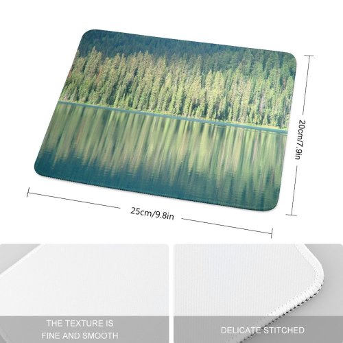 yanfind The Mouse Pad Trees Lake Reflection Ripples Emerald Firs Evergreens Tree Natural Landscape Wilderness Forest Pattern Design Stitched Edges Suitable for home office game
