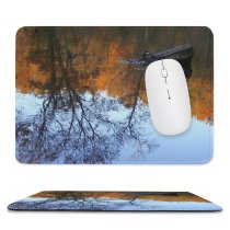 yanfind The Mouse Pad Calm Quiet Leaves Branches Peaceful Serene Tree Reflection Ripple Beauty Leaf Sky Pattern Design Stitched Edges Suitable for home office game