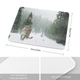 yanfind The Mouse Pad Pine Leopard Snowing Frozen Fir Elegant Winter Outdoors Scenic Woods Conifer Portrait Pattern Design Stitched Edges Suitable for home office game