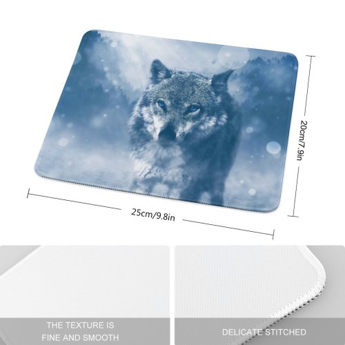 yanfind The Mouse Pad Comfreak Wolf Predator Wild Winter Snowfall Fog Starring Pattern Design Stitched Edges Suitable for home office game