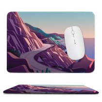 yanfind The Mouse Pad Coastline Mountain Pass Road Morning Daylight Scenery MacOS Big Sur IOS Pattern Design Stitched Edges Suitable for home office game