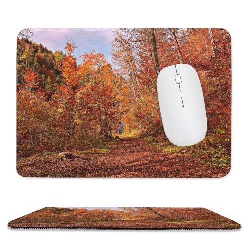 yanfind The Mouse Pad Abies Road Leaf Plant Domain Trunk Pictures Ground Outdoors Tree Fir Pattern Design Stitched Edges Suitable for home office game