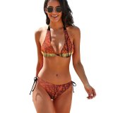 yanfind Bikini Amarillo Arboles Branches Contrast Country Crimson Golden Negro Sky Rojo Rot Rural Women's Sexy Backless Swimwear Two Piece Summer