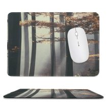 yanfind The Mouse Pad Morning Natural Atmospheric Autumn Woody Plant Branch Wood Forest Leaf Tree Forest Pattern Design Stitched Edges Suitable for home office game