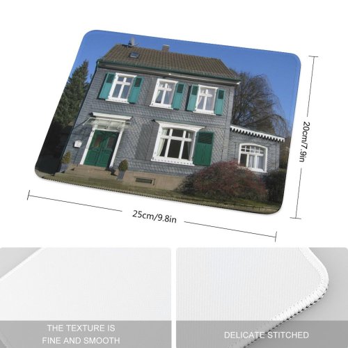 yanfind The Mouse Pad Building Building Bushes Home Area Grey Slate Residential Cladding Siding Classic Estate Pattern Design Stitched Edges Suitable for home office game