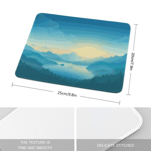 yanfind The Mouse Pad Coyle Lakeside Sunrise Early Morning Minimal Art Gradient Landscape Scenic Panorama Pattern Design Stitched Edges Suitable for home office game