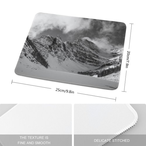 yanfind The Mouse Pad Abies Range Glacier Lake Tree Mountain Snow Agnes Plant Canada District Pattern Design Stitched Edges Suitable for home office game