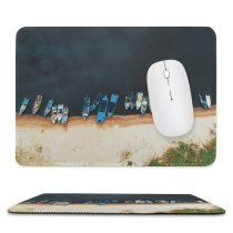 yanfind The Mouse Pad Boats Above Shore From Sea Seashore Ocean Eye Bird's Watercrafts Aerial Shot Pattern Design Stitched Edges Suitable for home office game