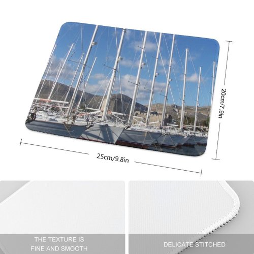 yanfind The Mouse Pad Marina Watercraft Harbor Mast Sailboat Bridge Sky River Croatia Vehicle Reflection Trogir Pattern Design Stitched Edges Suitable for home office game