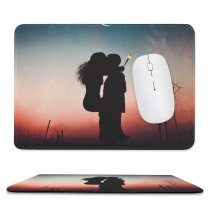 yanfind The Mouse Pad Luizclas Love Couple Romantic Kiss Silhouette Sunset Pair Together Romance First Sparklers Pattern Design Stitched Edges Suitable for home office game