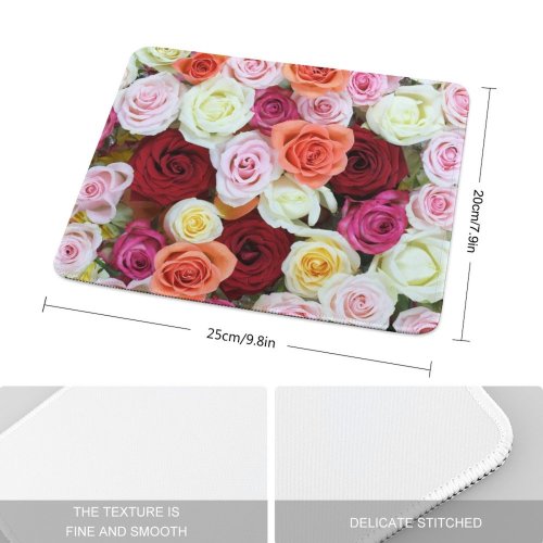 yanfind The Mouse Pad Dance Yokoo Flowers Rose Colorful Floral Blossom Beautiful Pattern Design Stitched Edges Suitable for home office game