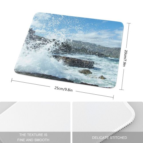 yanfind The Mouse Pad Waves Wave Beach Beaches Vacation Hermanus Cape Town Sea Ocean Wind Sky Pattern Design Stitched Edges Suitable for home office game
