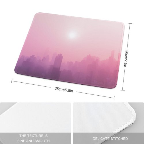 yanfind The Mouse Pad Meiying Ng Cityscape Urban Foggy Sunrise Skyscrapers Pattern Design Stitched Edges Suitable for home office game