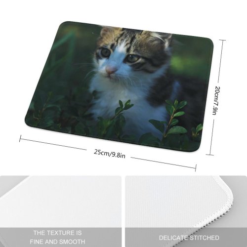 yanfind The Mouse Pad Funny Curiosity Outdoors Cute Cat Little Eye Grass Pet Whisker Fur Portrait Pattern Design Stitched Edges Suitable for home office game