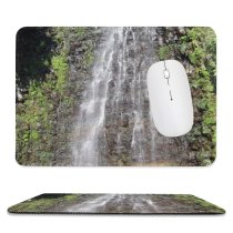 yanfind The Mouse Pad Waterfall Rainbow River Trees Fall Foliage Rocks Abstract Clean Concept Cool Drops Pattern Design Stitched Edges Suitable for home office game