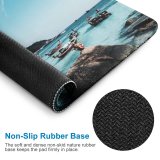 yanfind The Mouse Pad Boats Clear Tourism Coast Sand Scenery Coastline Clouds Crystal Landscape Daylight Daytime Pattern Design Stitched Edges Suitable for home office game