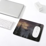 yanfind The Mouse Pad Abies Silhouette Dolomites Tree Sky Wood Mountain Pine Plant Fir Spruce Pattern Design Stitched Edges Suitable for home office game