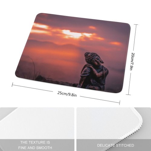 yanfind The Mouse Pad Cute Statue Sunset Pattern Design Stitched Edges Suitable for home office game