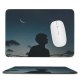 yanfind The Mouse Pad Backlit Luna Evening Silhouette Sky Dark Exploration Alone Night Starry Moon Stars Pattern Design Stitched Edges Suitable for home office game
