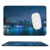 yanfind The Mouse Pad Brooklyn Bridge Manhattan Waterfront York Cityscape Night Life Clear Sky Architecture Pattern Design Stitched Edges Suitable for home office game