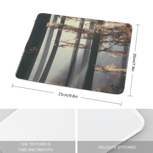 yanfind The Mouse Pad Morning Natural Atmospheric Autumn Woody Plant Branch Wood Forest Leaf Tree Forest Pattern Design Stitched Edges Suitable for home office game
