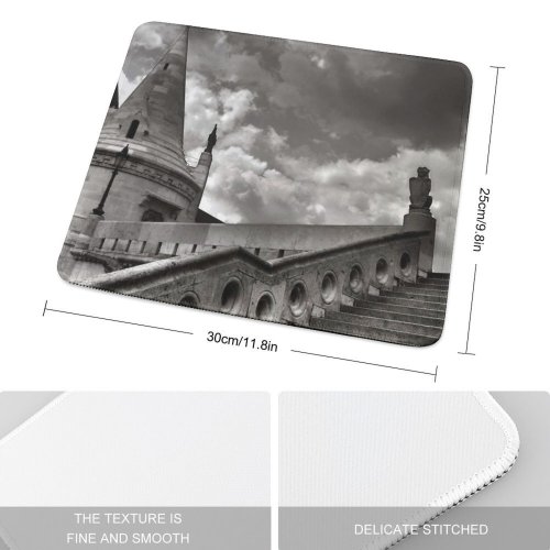 yanfind The Mouse Pad Building Creeepy Lonely Bastion Sad Sadness Cloud Stairs Budapest Sky Spooky Classic Pattern Design Stitched Edges Suitable for home office game