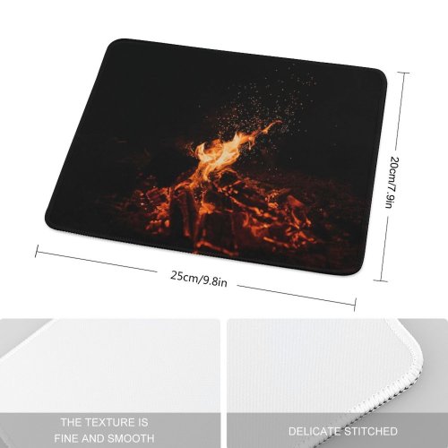 yanfind The Mouse Pad Clay Banks Black Dark Bonfire Dark Campfire Flame Night Time Burning Outdoor Pattern Design Stitched Edges Suitable for home office game