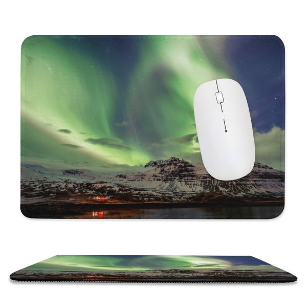 yanfind The Mouse Pad Dominic Kamp Northern Lights Aurora Borealis Iceland Pattern Design Stitched Edges Suitable for home office game