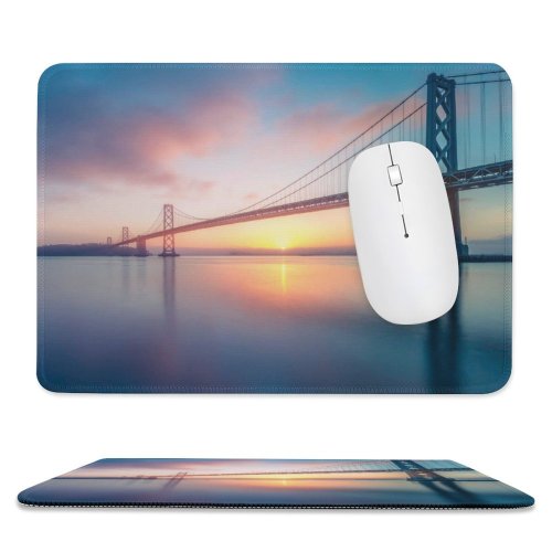 yanfind The Mouse Pad Oakland Bay Bridge San Francisco California Sunrise Exposure Landscape Pattern Design Stitched Edges Suitable for home office game