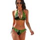 yanfind Bikini Dark Leaves Drops Dew Closeup Macro Fresh Wet Greenery Women's Sexy Backless Swimwear Two Piece Summer