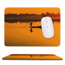 yanfind The Mouse Pad Backlit Paddle Sunset Landscape Evening Travel Beach Sun Sunrise Boat Transportation Silhouetted Pattern Design Stitched Edges Suitable for home office game