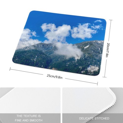 yanfind The Mouse Pad Abies Range Tree Sky Slope Mountain Cumulus Snow Domain Plant Fir Pattern Design Stitched Edges Suitable for home office game