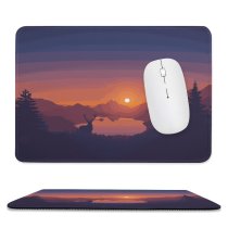 yanfind The Mouse Pad Coyle Lakeside Sunset Deer Minimal Art Landscape Scenic Panorama Pattern Design Stitched Edges Suitable for home office game