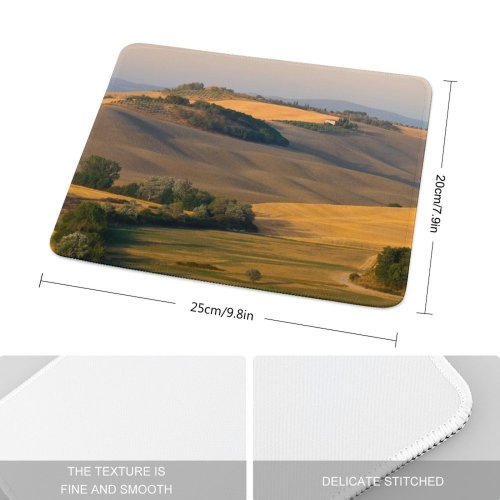 yanfind The Mouse Pad Tuscany Tuskany Toscana Italy Italia Summer Landscape Hills Fields Golden Sun Sunshine Pattern Design Stitched Edges Suitable for home office game