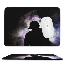 yanfind The Mouse Pad Backlit Darkness Fog Dark Lights Colours Guy Mist Hoodie Foggy Cap Smoky Pattern Design Stitched Edges Suitable for home office game