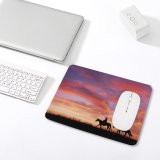 yanfind The Mouse Pad Cowboy Horses Silhouette Dawn Sunset Pattern Design Stitched Edges Suitable for home office game