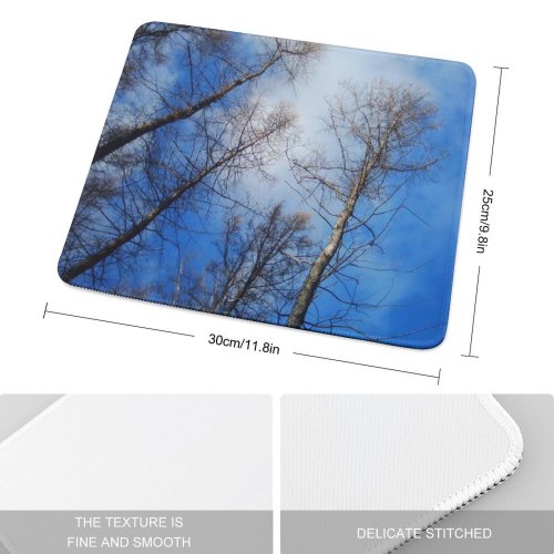yanfind The Mouse Pad Flower Sky Natural Autumn Woody Cloud Landscape Sky Fall Flowers Branch Forest Pattern Design Stitched Edges Suitable for home office game