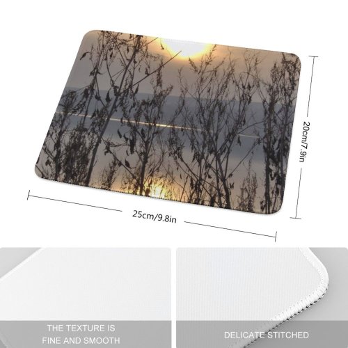 yanfind The Mouse Pad Mirror Sunset Sun Lake Landscape Sky Romania Sunrise Branch Tree Morning Natural Pattern Design Stitched Edges Suitable for home office game